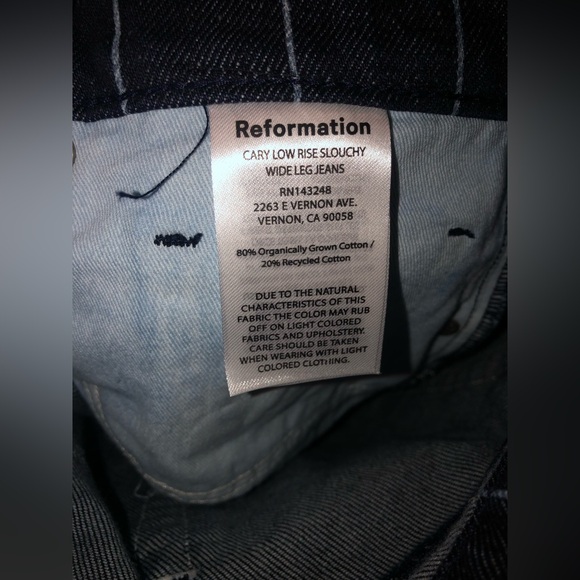 New Anthropologie x Reformation Cary Low-Rise Wide-Leg Pinstripe Lake Jeans 28 - Picture 11 of 12